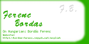 ferenc bordas business card