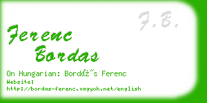 ferenc bordas business card